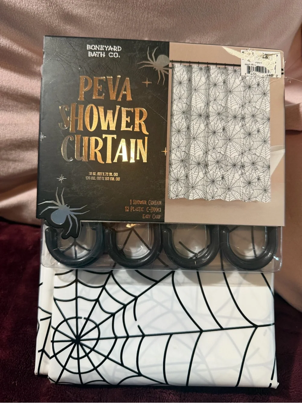 White Spiderweb PEVA Shower Curtain